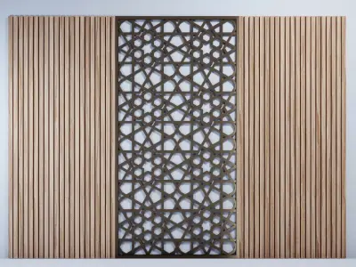 GOLD WOODEN WALL PANEL DECORATION  3D model