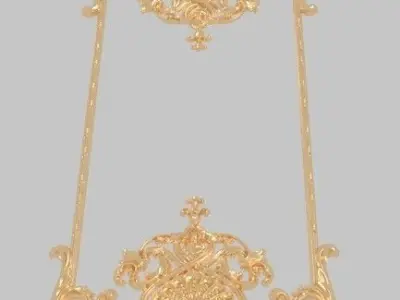 classical pattern wood carving  frame  gold CNC 3D model 3D model