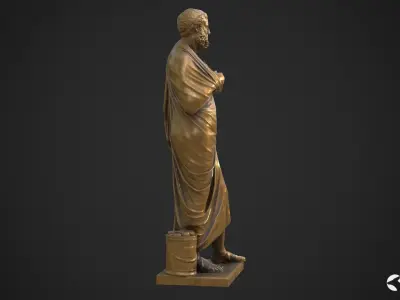 Sophocles Antique Statue - Old Gold Low-poly 3D model