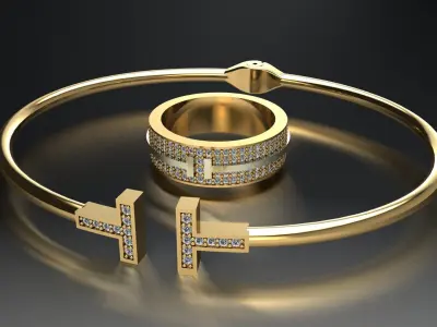 Ring and Braclete TIFFANY 3D print model 3D print model 3D print model