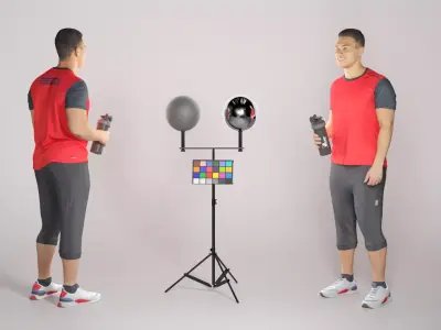 Athletic man in sportswear with water bottle 309 Low-poly 3D model