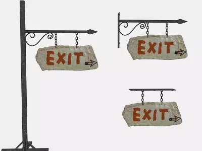 old stone exit sign 02 Low-poly 3D model