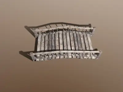Wooden Bridge 02 Low-poly 3D model