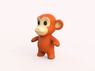 Little animal baby - Monkey cute - Animated  Low-poly 3D model