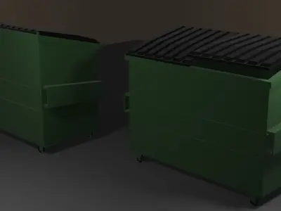 Dumbster two trash cans on wheels Free low-poly 3D model
