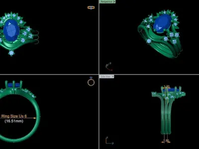 Moon and Sun Ring jewelry 3D print model
