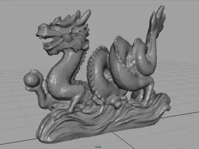 Chinese dragon statue 2 Low-poly 3D model
