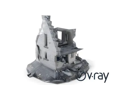 Burned-Down American Residence Ruins model pack Low-poly 3D model