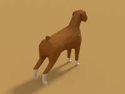 Low Poly Cartoon Boxer Dog Low-poly 3D model