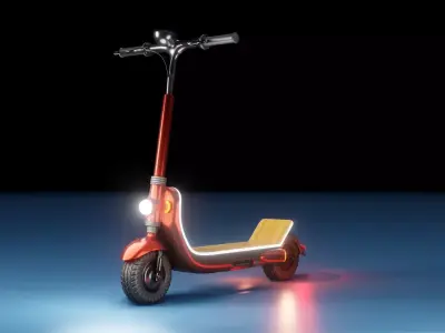 Red retro modern electric scooter 3D model