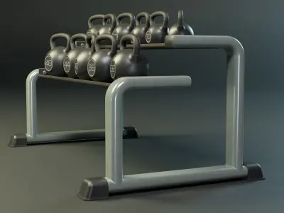Kettlebell Rack PBR Low-poly 3D model