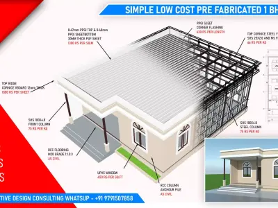 Low cost Budget-Friendly Simple 1 BHK Pre-Fab Home Solution 3D model