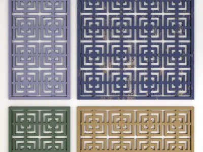 Arabic Islamic pattern wood decorative plaster 3D model 2
