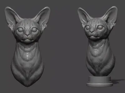 Abyssinian cat bust 3D print model