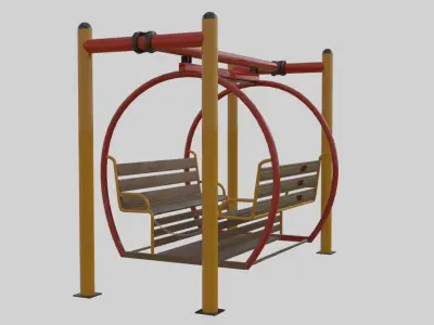 Playground Metal Porch Circular - Rounded Seat Swings - 01 3D model