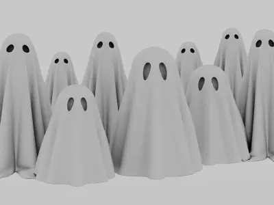 Cartoon Ghost 3D Model Stylized Halloween Decoration Low-poly 3D model