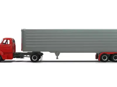COE Semi Truck Single Axle plus box Trailer 3D model