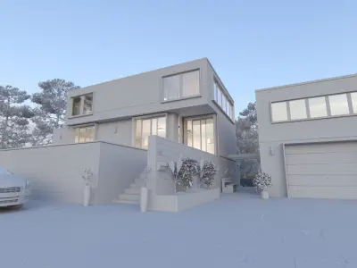 Modern House Cinema 4D Corona Render 3D model