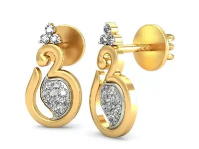 Flower Drop Women Earring 3dm STL OBJ FBX Render Details 3D print model