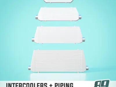 Intercoolers and connections - big set for 1-24 scale modelling  3D print model
