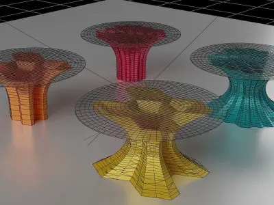 Floral four Dining tables 3D model