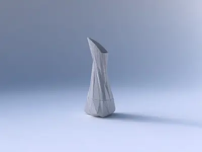 Vase puffy tappered triangle with twisted random triangle plates 3D print model