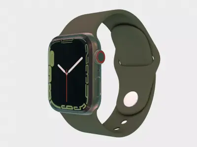 Apple Watch 7 - Green Aluminium Case with Sport Band Low-poly 3D model