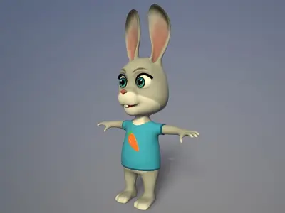 cartoon rabbit Low-poly 3D model