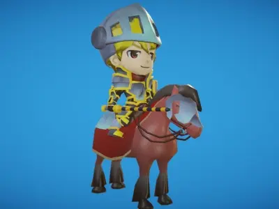 Toon Knight Animated Low-poly 3D model