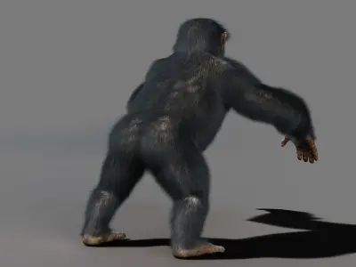 Chimpanzee with realistic fur Low-poly 3D model