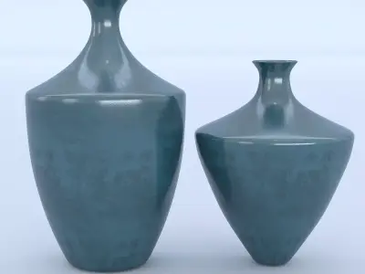 Ceramic Blue Vases 3D model