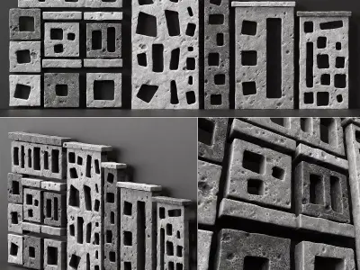 Stone building facade n1 3D model