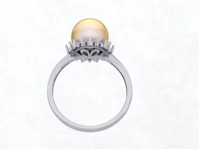 Model of a Pearl and Diamond Women Ring 3D print model