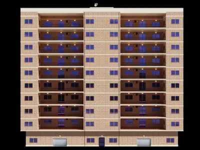 Realistic residential city building Low-poly 3D model Low-poly 3D model