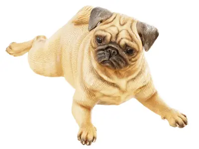 Pug figurine in a funny lying pose 3D model