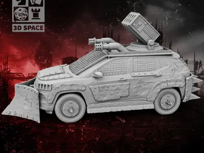 A car with a battering ram 3D print model