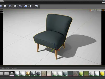 Cocktail Chair Northmore Major UE4 Low-poly 3D model