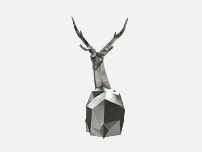 Reindeer 3D print model metal deer sculpture 3D print model