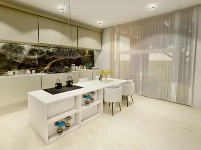 LUXURY LIVING ROOM AND KITCHEN VILLA MODERN INTERIOR DESIGN Low-poly 3D model