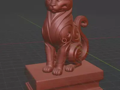 Minimalist Cat Bust  Decorative Sculpture 3D print model