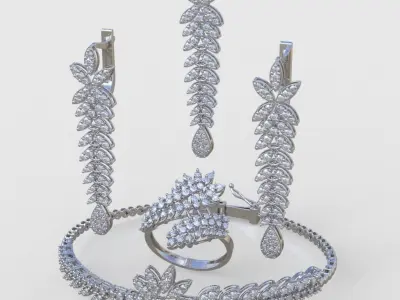 Ring Bracelet Earring and Pendant Set 3D printable model 0044 3D Model Pack