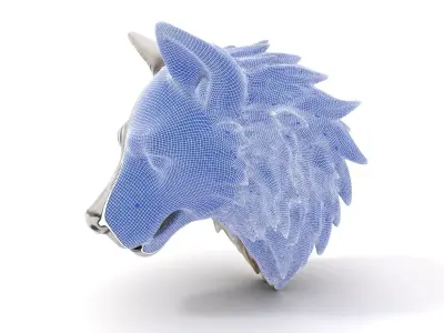 Silver Wolf Head Sculpture model pack Low-poly 3D model