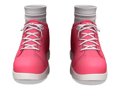 Coral Pink Female Sport Shoes With White Socks Low-poly 3D model