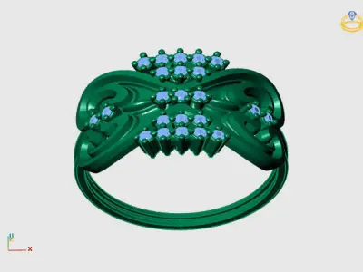 Women Ring Diamond Stone STL 3DM Lightweight Printable 3D print model 11