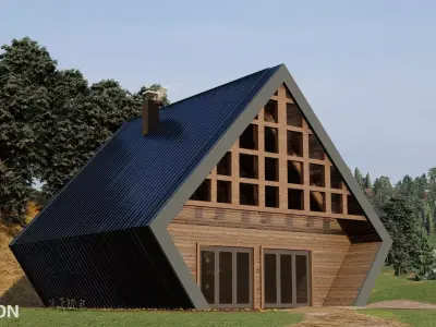 Steel Modular A Shape House 3D model