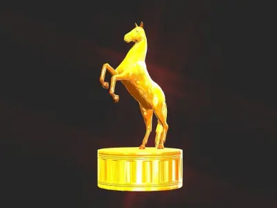 Golden horse figure  Low-poly 3D model