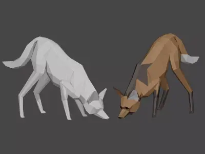 Low Poly Maned Wolf Lobo Guara 3D model