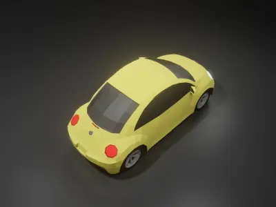 Volkswagen Beetle 2000 3D low poly model Low-poly 3D model