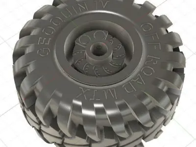 15in Super Wide Off Road Tire and Wheel Set for 3D Print 3D print model