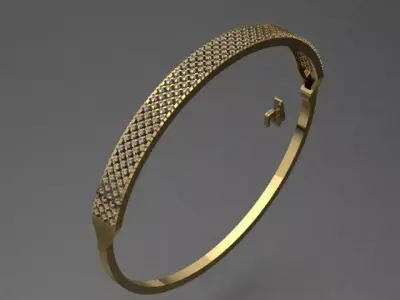 Luxury Golden Bracelet With Diamonds 3D print model